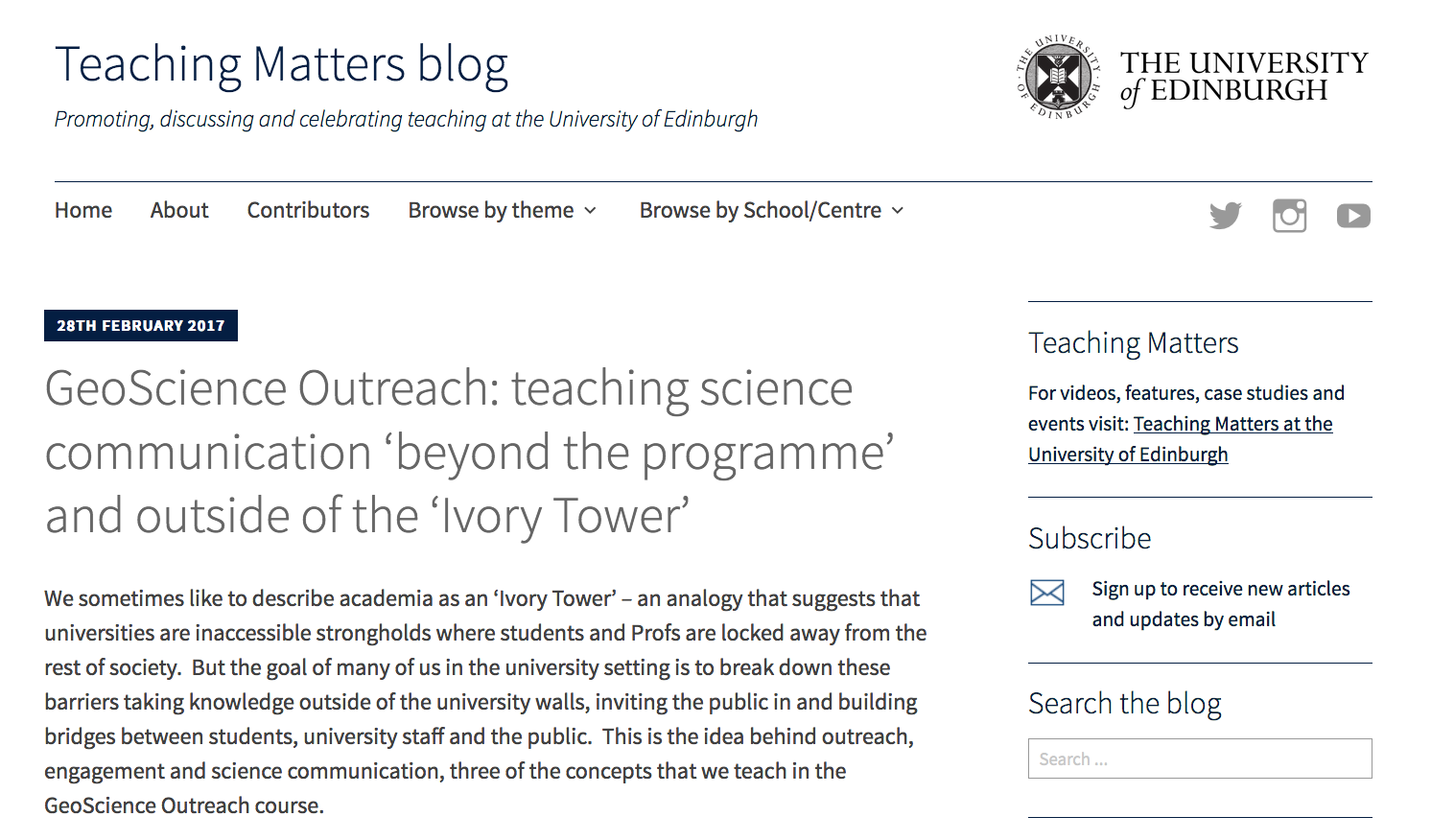 Outreach Teaching Matters Blog Post